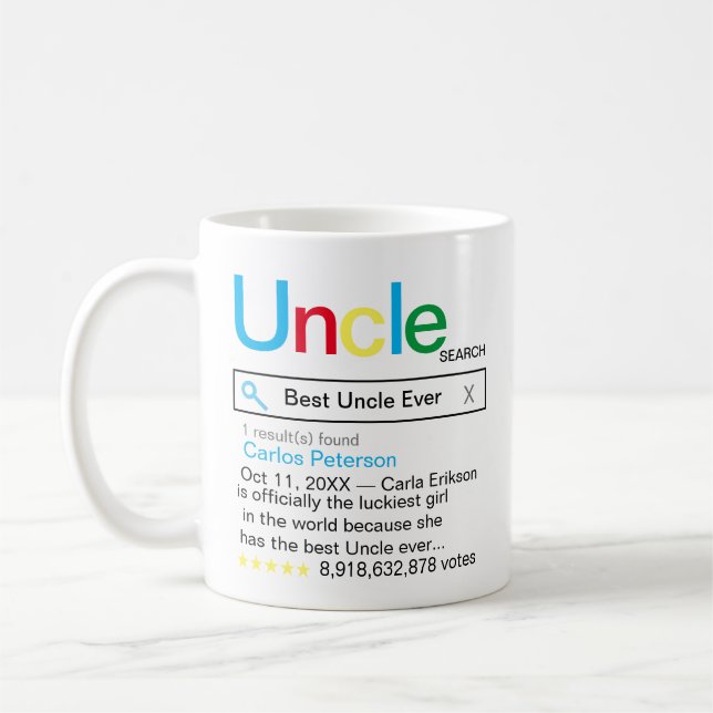Mug Moteur de recherche Best Uncle Ever (Gauche)