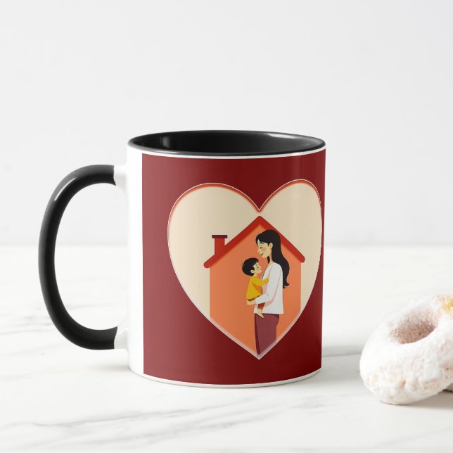 Mug Mother and Child Love Illustration – Warm Family (Avec donut)