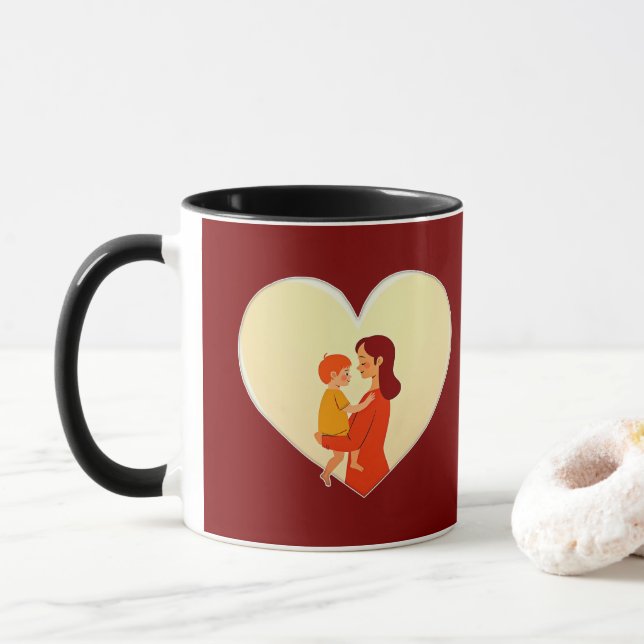 Mug Mother and Child Love Illustration – Warm Family (Avec donut)