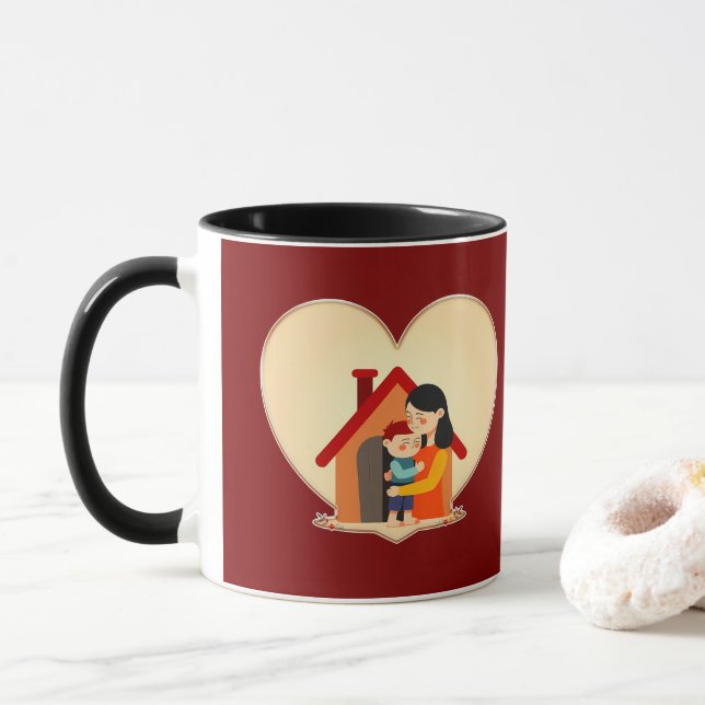 Mug Mother and Child Love Illustration – Warm Family (Avec donut)