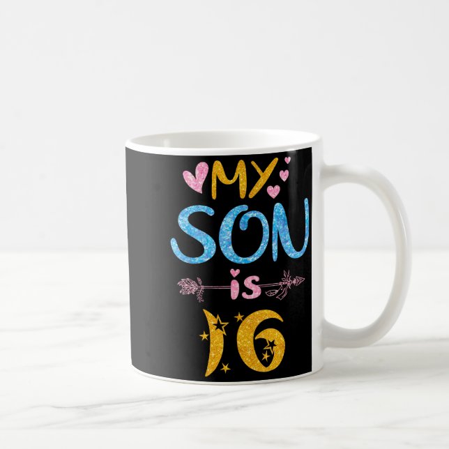 Mug Mother father mom dad happy birthday son is 16 (Droite)