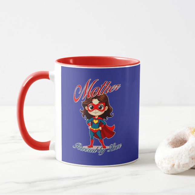 Mug Mother Powered by Love – Supermom Art (Avec donut)