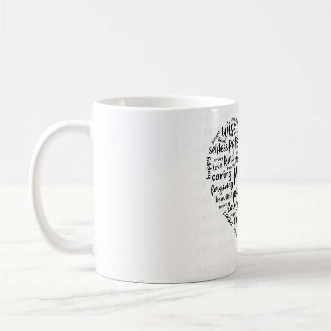 Mug Mother world cloud coffee mug- Beautiful, caring,  (Gauche)