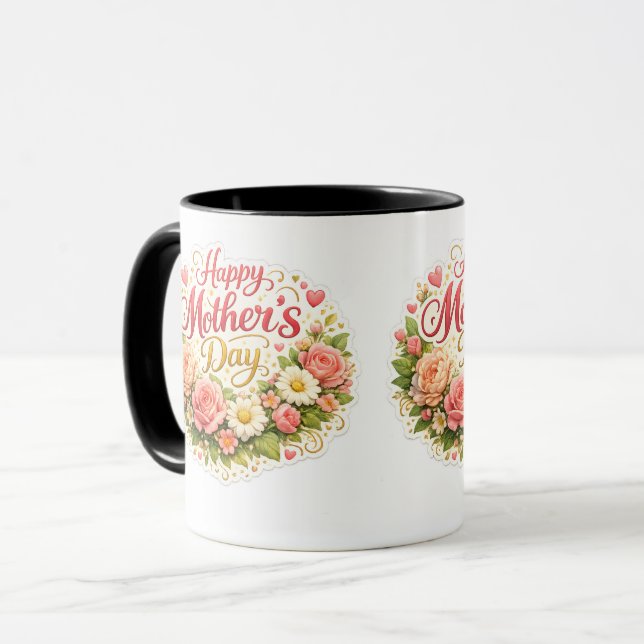 Mug Mother's Day elegant floral 2 to (Devant gauche)