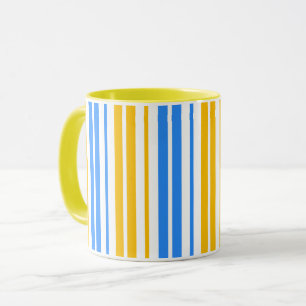 Mug Motif à bandes verticales jaunes bleues et blanche