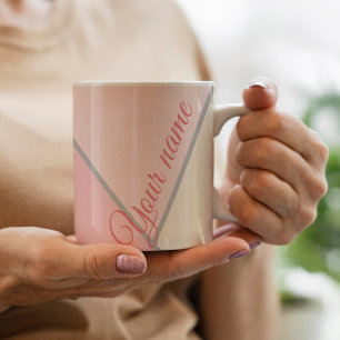 Mug Motif à blocs de couleur monochrome rose personnal