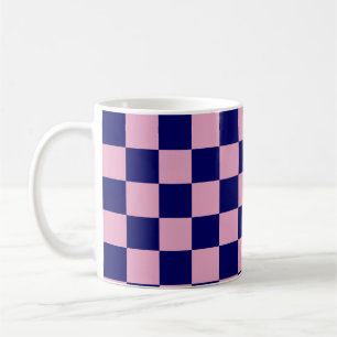 Mug Motif à carreaux bleu marine et rose clair