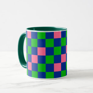 Mug Motif à carreaux bleu vert rose