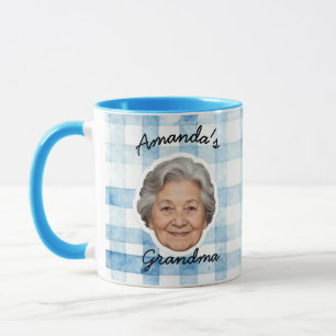 Mug Motif à carreaux bleus grand-père personnalisé