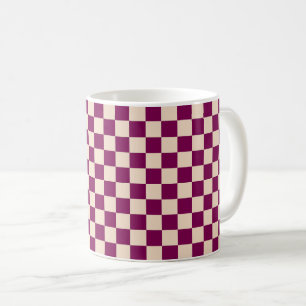 Mug Motif à carreaux bordeaux et beige