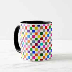 Mug Motif à carreaux coloré blanc