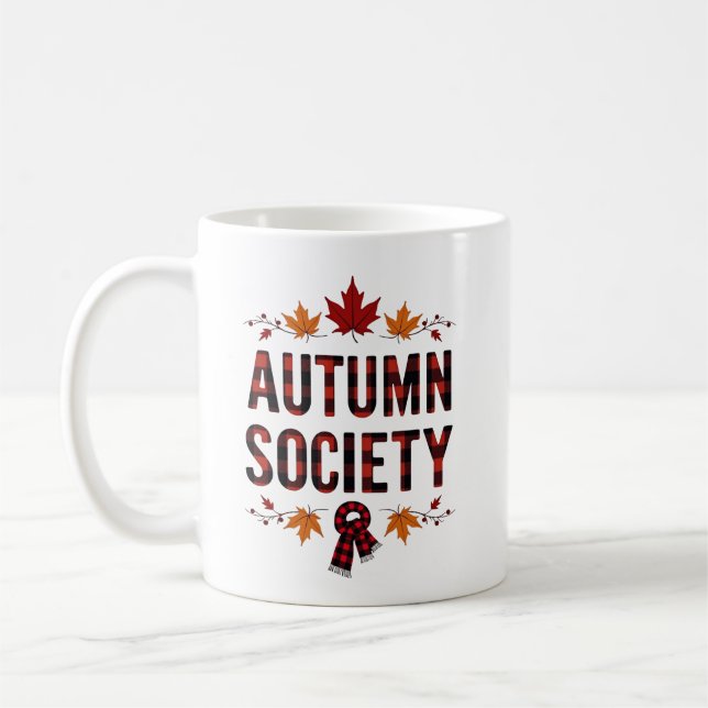 Mug Motif à carreaux de la Société d'Automne Lettré (Gauche)