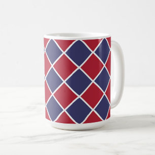 Mug Motif à carreaux diamant arlequin rouge bleu blanc