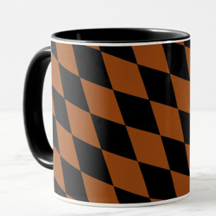 Mug Motif à carreaux diamants Harlequin marron noir 