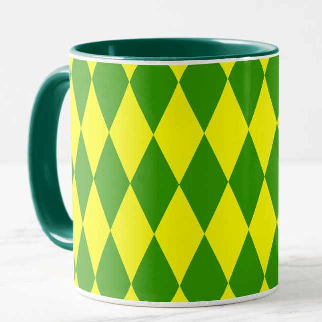 Mug Motif à carreaux Harlequin jaune vert  (Créateur téléchargé)