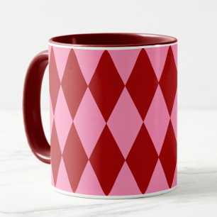 Mug Motif à carreaux Harlequin rose rouge