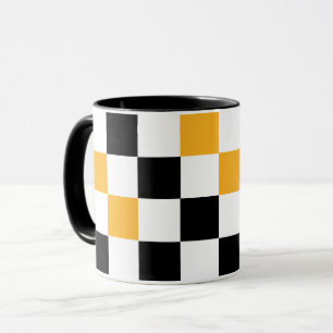 Mug Motif à carreaux jaune noir blanc 