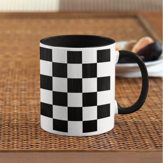 Mug Motif à carreaux noir et blanc (Retro Black and White Checkers Mug)
