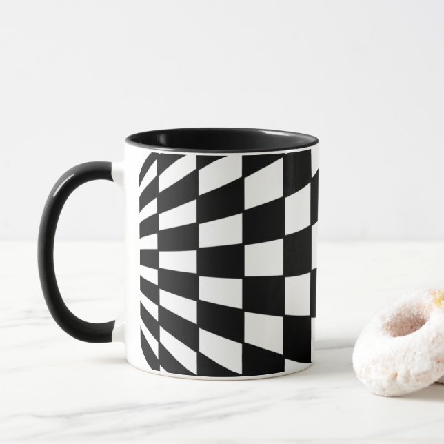Mug Motif à carreaux noir et blanc (Avec donut)