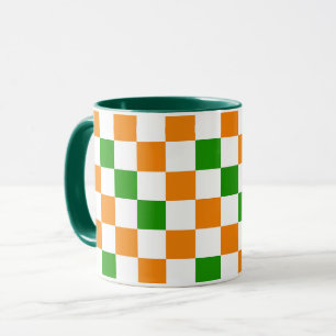 Mug Motif à carreaux orange blanc et vert 
