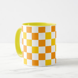Mug Motif à carreaux orange blanc jaune 