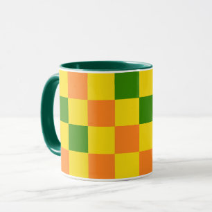 Mug Motif à carreaux orange jaune vert