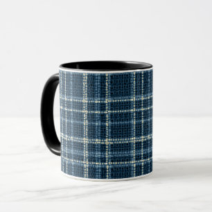 Mug Motif à carreaux pointillés. Gris-bleu.