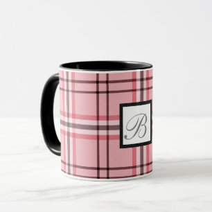Mug Motif à carreaux rose et gris chic