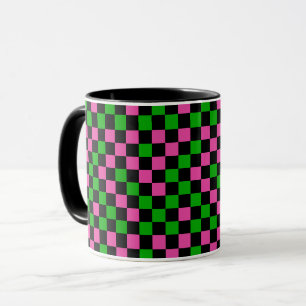 Mug Motif à carreaux rose vert et noir
