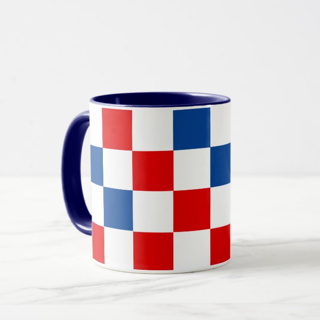 Mug Motif à carreaux rouge blanc bleu  (Devant gauche)