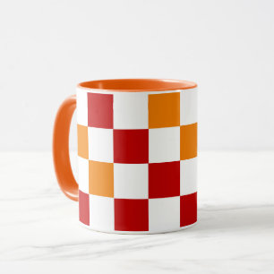 Mug Motif à carreaux rouge blanc orange