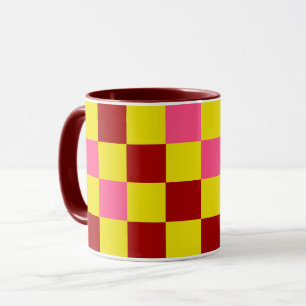 Mug Motif à carreaux rouge jaune rose