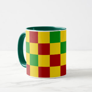 Mug Motif à carreaux rouge jaune vert 