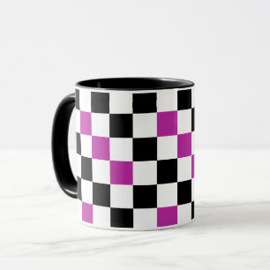 Mug Motif à carreaux violet noir et blanc