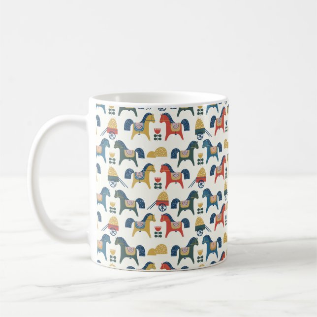 Mug Motif à cheval inspiré de l'art scandinave. (Gauche)