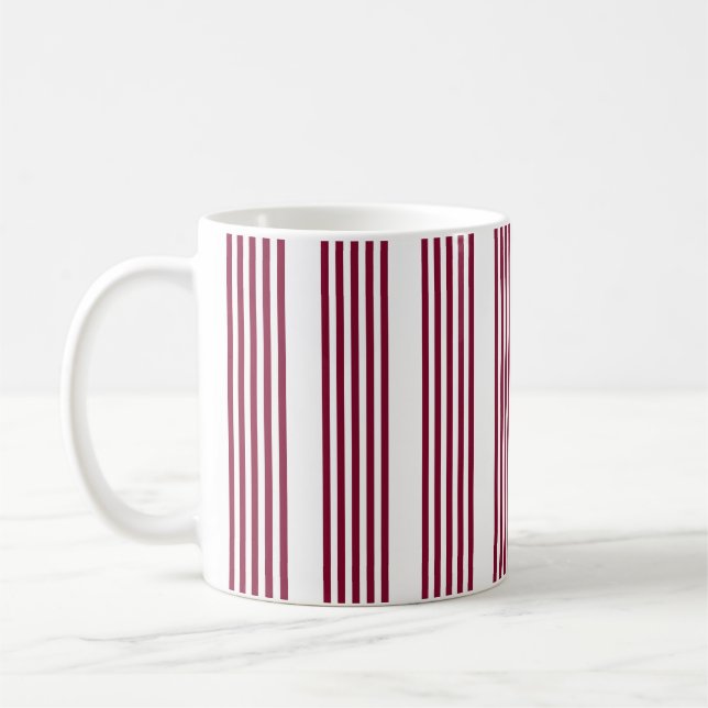Mug Motif à cinq bandes rouge et blanc bordeaux (Gauche)