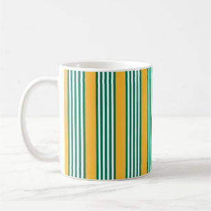 Mug Motif à cinq bandes vert et blanc avec jaune