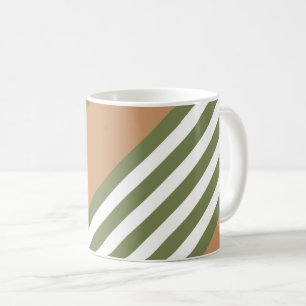 Mug Motif à cinq bandes vert olive et blanc avec bronz