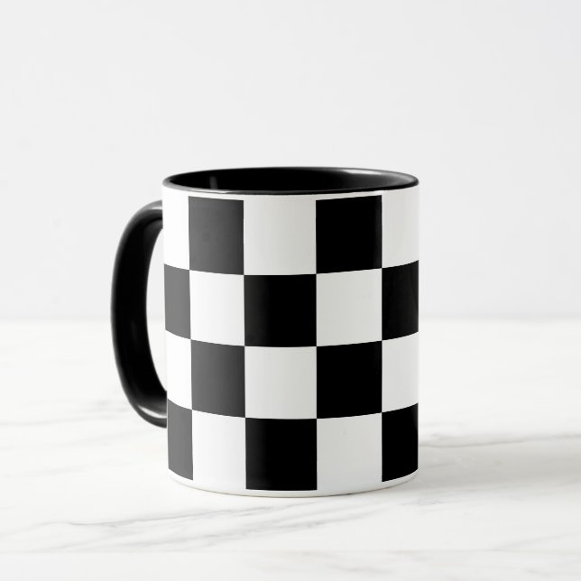 Mug Motif À damiers noir et blanc (Devant gauche)