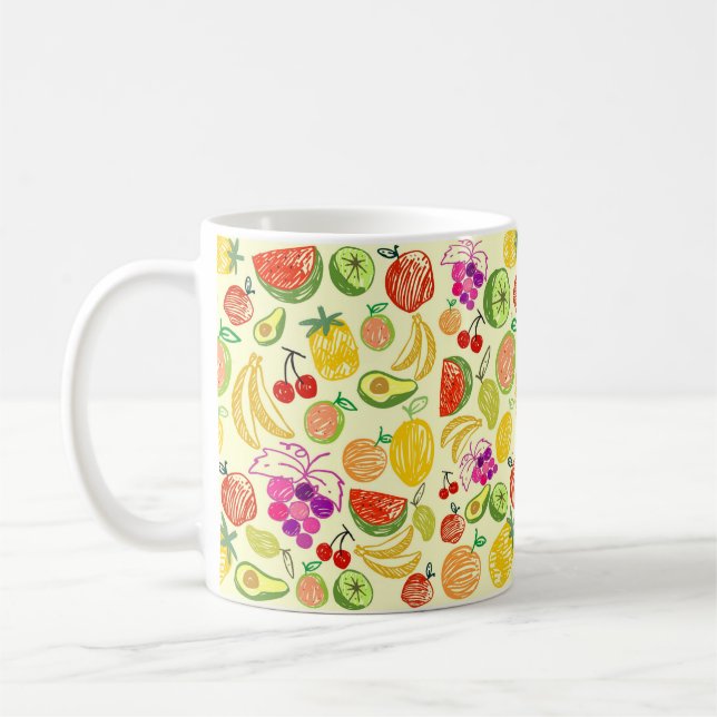 Mug Motif à doodle de fruits assoré (Gauche)
