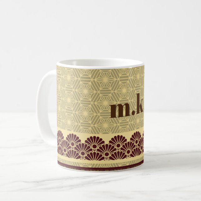 Mug Motif à fleurs d'or classique Monogram (Devant gauche)