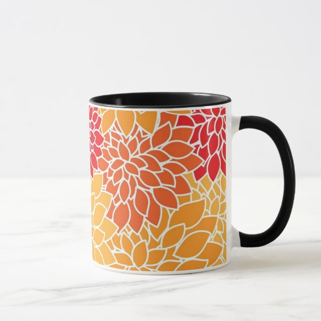 Mug Motif à fleurs orange (Droite)