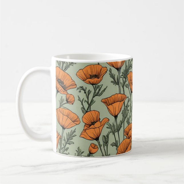 Mug Motif à fleurs orange de Californie (Gauche)