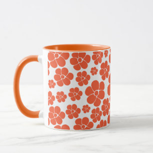 Mug Motif à fleurs - Orange et Blanc