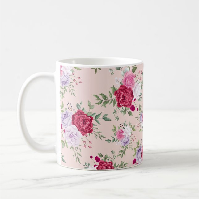 Mug Motif à fleurs rose (Gauche)