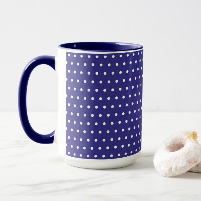 Mug Motif à points Polka bleu et blanc (Avec donut)