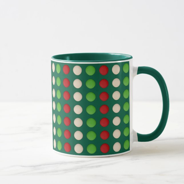 Mug Motif à points rouges verts blancs (Droite)