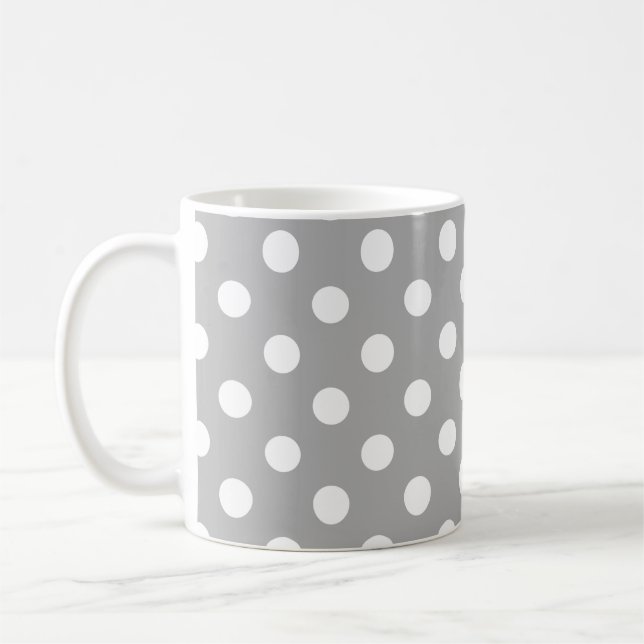 Mug Motif à pois blancs sur fond gris  (Gauche)