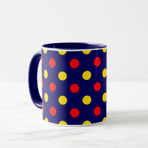 Mug Motif à pois bleu marine rouge jaune