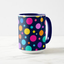 Motif à pois colorés sur fond bleu marine de minui